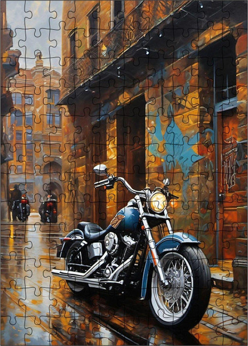 Ahşap Mdf Puzzle Yapboz Motosiklet Temalı 120 Parça 25 x 35 cm