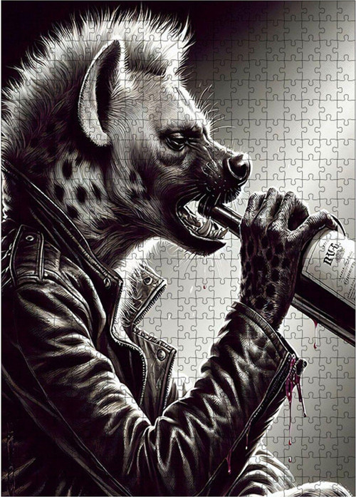 Ahşap Mdf Puzzle Yapboz Şarap İçen Sırtlan 500 Parça 50 x 70 cm