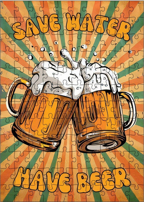 Ahşap Mdf Puzzle Yapboz Bira Temalı 120 Parça 25 x 35 cm