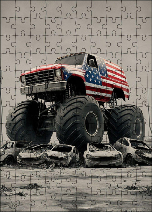Ahşap Mdf Puzzle Yapboz Bigfoot Dev Araba 120 Parça 25 x 35 cm