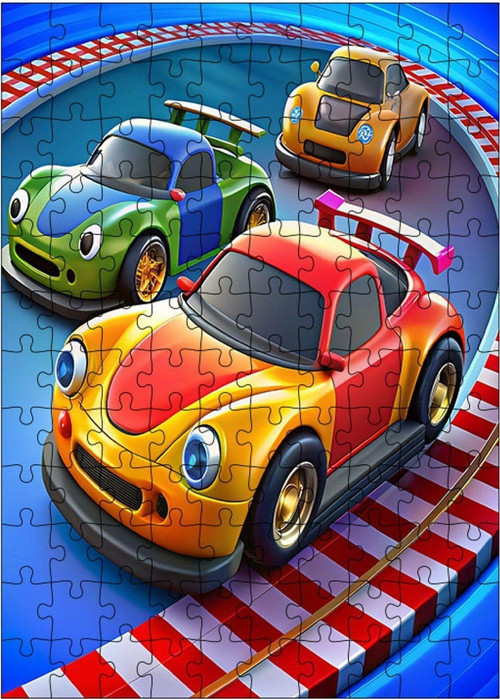 Ahşap Mdf Puzzle Yapboz Hızlı Arabalar 120 Parça 25 x 35 cm