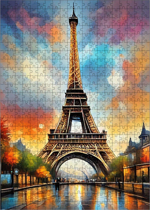 Ahşap Mdf Puzzle Yapboz Paris Eyfel Kulesi 500 Parça 50 x 70 cm