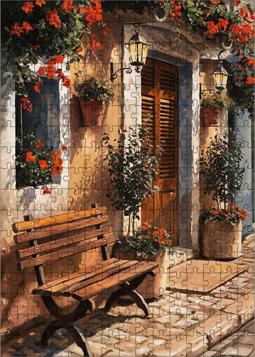 Ahşap Mdf Puzzle Yapboz Çiçekli Eve Bank 255 Parça 35 x 50 cm