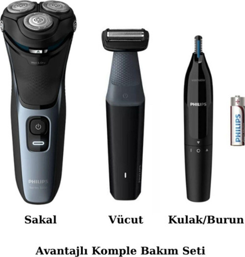 Islak Kuru Sinek Kaydı Tıraş Makinesi - Vücut Tıraş Makinesi - Kulak-Burun Tüy Kesme Makines