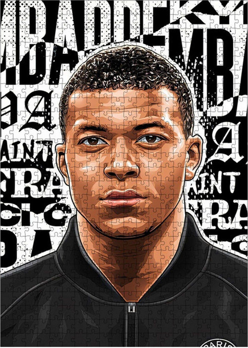 Ahşap Mdf Puzzle Yapboz Kylian Mbappé Futbolcu 500 Parça 50 x 70 cm