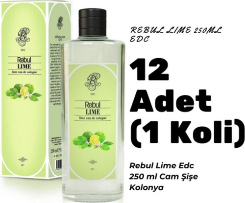 Lime Edc 250ml Cam Şişeli Misket Limonu Kokulu Kolonya 12 Adet (1 Koli)