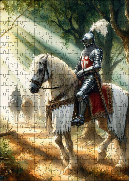Ahşap Mdf Puzzle Yapboz Beyaz At Ve Şövalye 255 Parça 35 x 50 cm
