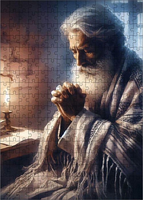 Ahşap Mdf Puzzle Yapboz Dua Eden Yaşlı Adam 255 Parça 35 x 50 cm