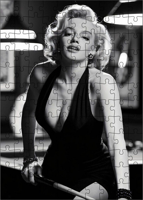Ahşap Mdf Puzzle Yapboz Bilardo Oynayan Marilyn Monroe 120 Parça 25 x 35 cm