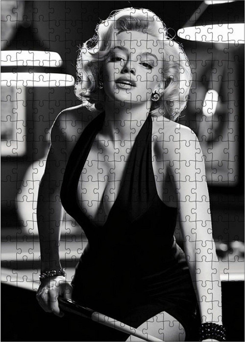 Ahşap Mdf Puzzle Yapboz Bilardo Oynayan Marilyn Monroe 255 Parça 35 x 50 cm