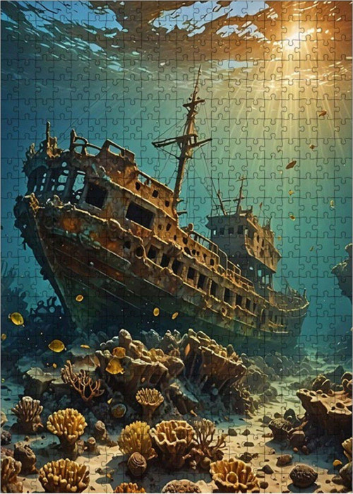 Ahşap Mdf Puzzle Yapboz Batık Gemi 500 Parça 50 x 70 cm