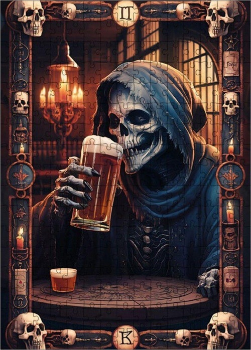 Ahşap Mdf Puzzle Yapboz Bira İçen Ölüm Meleği 255 Parça 35 x 50 cm