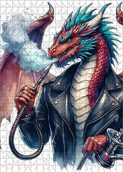Ahşap Mdf Puzzle Yapboz Nargile İçen Ejderha 500 Parça 50 x 70 cm