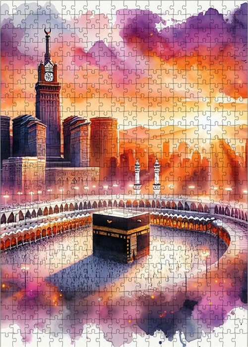 Ahşap Mdf Puzzle Yapboz Gün Batımı Ve Kabe 500 Parça 50 x 70 cm