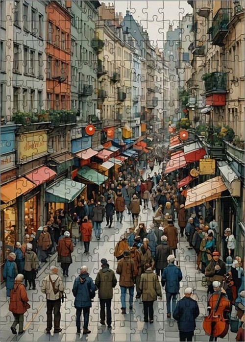 Ahşap Mdf Puzzle Yapboz Çarşı Manzaralı 255 Parça 35 x 50 cm