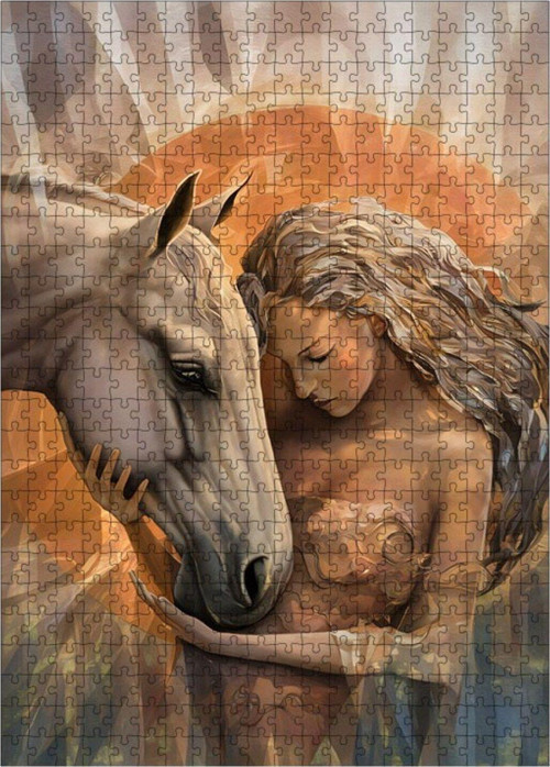 Ahşap Mdf Puzzle Yapboz At Ve Kadın 500 Parça 50 x 70 cm