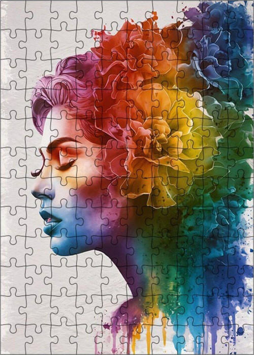 Ahşap Mdf Puzzle Yapboz Çiçekler Ve Kadın 120 Parça 25 x 35 cm