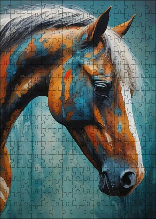 Ahşap Mdf Puzzle Yapboz At Kafası Ve Renkler 255 Parça 35 x 50 cm