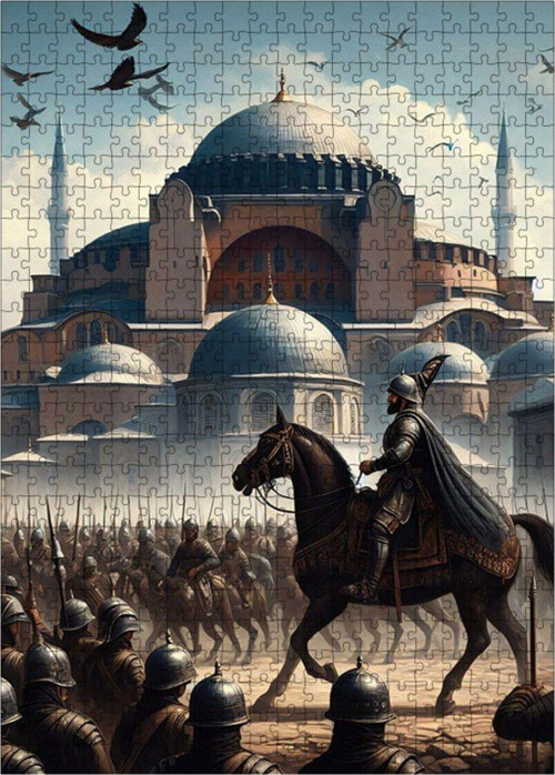 Ahşap Mdf Puzzle Yapboz Osmanlı Askerleri Ve Ayasofya Camii 500 Parça 50 x 70 cm