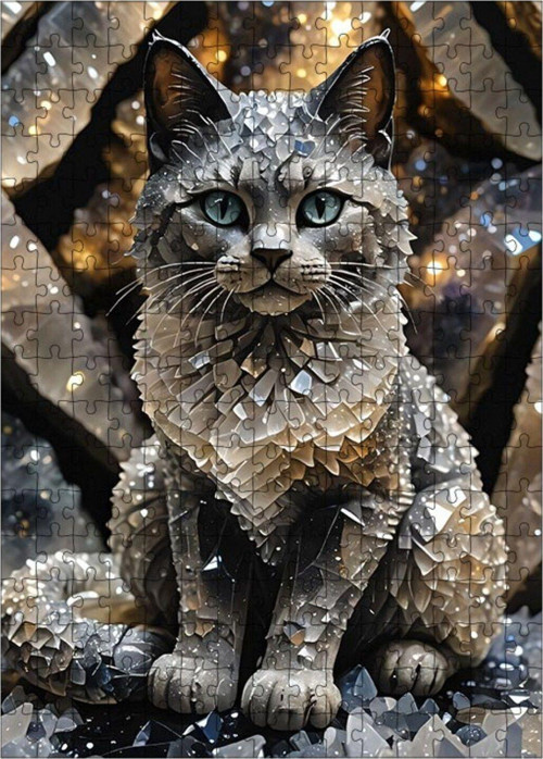 Ahşap Mdf Puzzle Yapboz Sevimli Kedi 255 Parça 35 x 50 cm