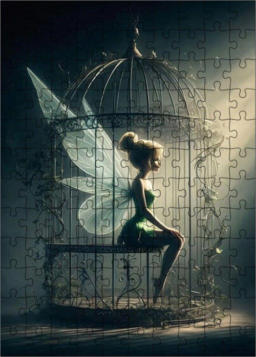 Ahşap Mdf Puzzle Yapboz Kafesteki Melek 120 Parça 25 x 35 cm