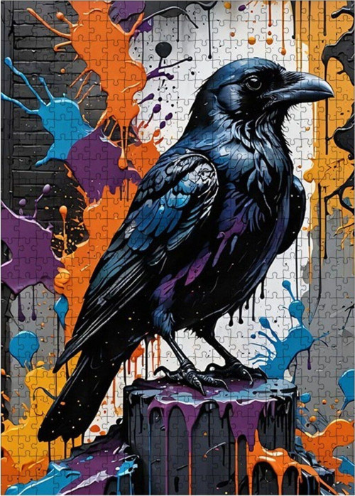 Ahşap Mdf Puzzle Yapboz Karga Ve Boyalar 500 Parça 50 x 70 cm