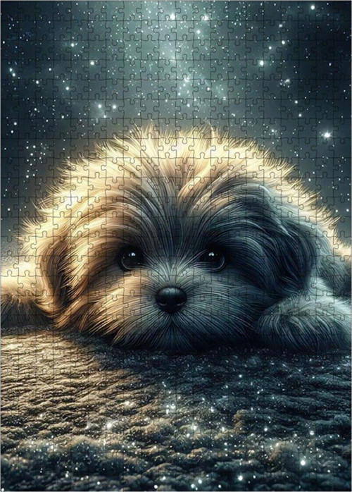 Ahşap Mdf Puzzle Yapboz Sevimli Köpek 500 Parça 50 x 70 cm