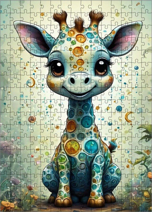 Ahşap Mdf Puzzle Yapboz Sevimli Yavru Zürafa 255 Parça 35 x 50 cm