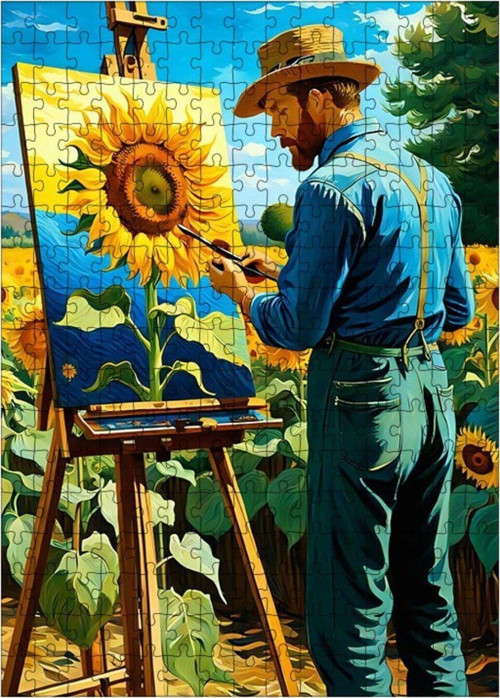 Ahşap Mdf Puzzle Yapboz Van Gogh Ve Ayçiçekleri 255 Parça 35 x 50 cm