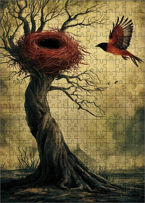 Ahşap Mdf Puzzle Yapboz Ağaç Ve Kuş 255 Parça 35 x 50 cm