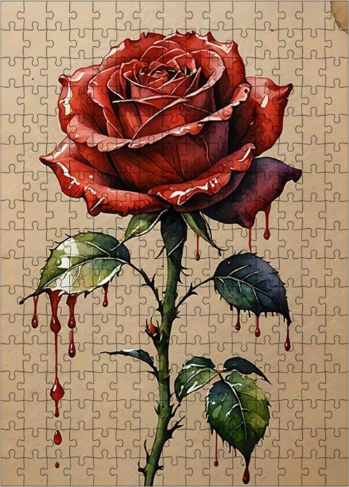 Ahşap Mdf Puzzle Yapboz Kırmızı Gül 255 Parça 35 x 50 cm