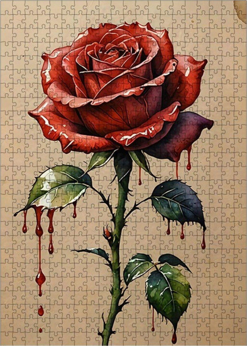 Ahşap Mdf Puzzle Yapboz Kırmızı Gül 500 Parça 50 x 70 cm