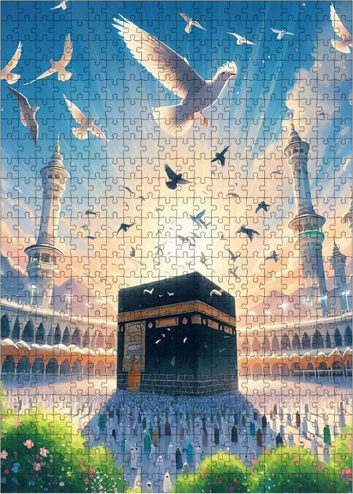 Ahşap Mdf Puzzle Yapboz Kabe Mekke 500 Parça 50 x 70 cm