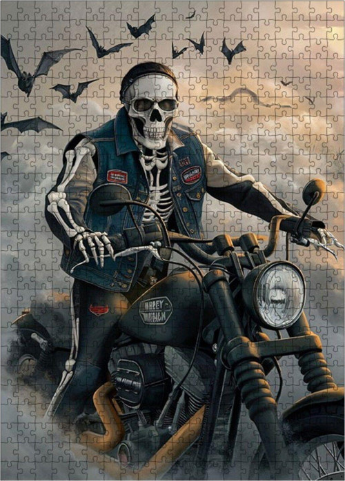 Ahşap Mdf Puzzle Yapboz Motor Süren İskelet 500 Parça 50 x 70 cm
