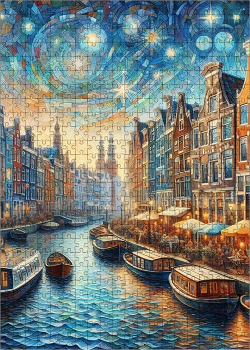 Ahşap Mdf Puzzle Yapboz Amsterdam Evleri 500 Parça 50 x 70 cm