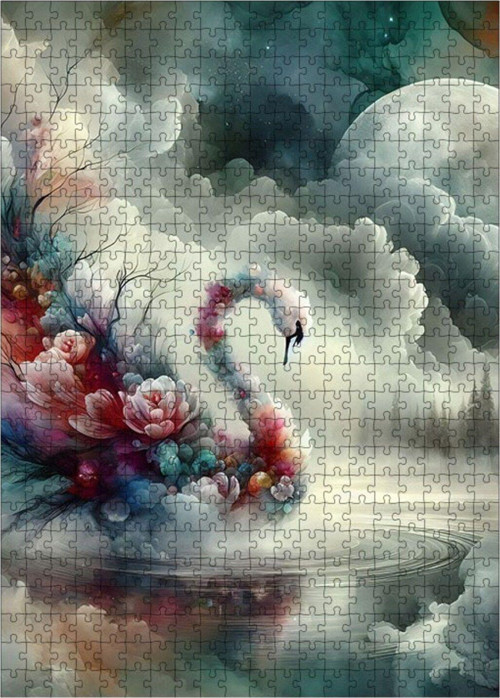 Ahşap Mdf Puzzle Yapboz Çiçekli Flamingo 500 Parça 50 x 70 cm