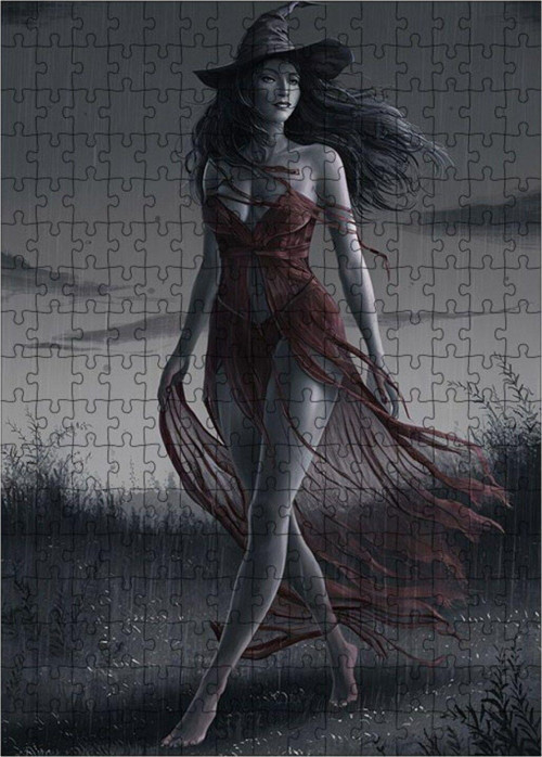 Ahşap Mdf Puzzle Yapboz Kırmızı Elbiseli Kadın 255 Parça 35 x 50 cm