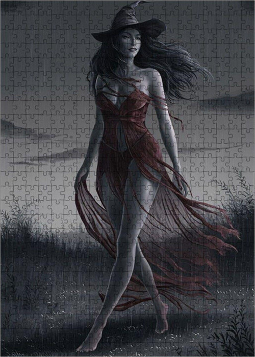 Ahşap Mdf Puzzle Yapboz Kırmızı Elbiseli Kadın 500 Parça 50 x 70 cm