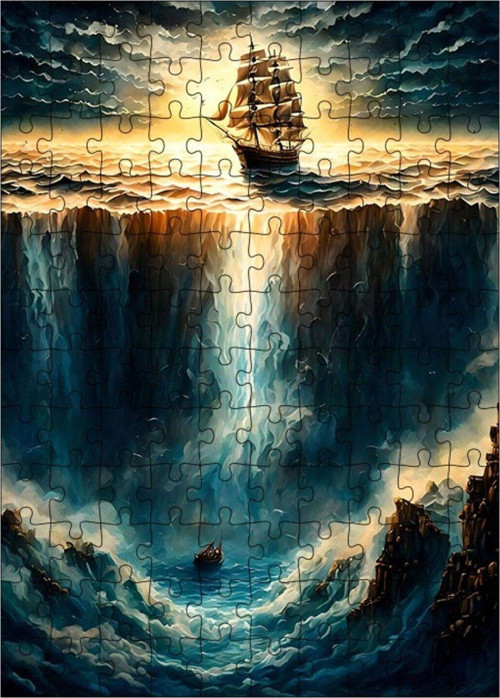 Ahşap Mdf Puzzle Yapboz Büyük Gemi Ve Akıntı 120 Parça 25 x 35 cm