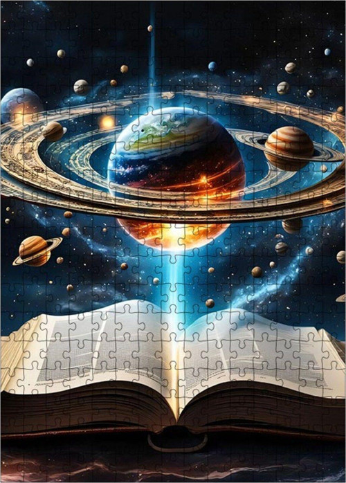 Ahşap Mdf Puzzle Yapboz Gezegenler Ve Kitap 255 Parça 35 x 50 cm