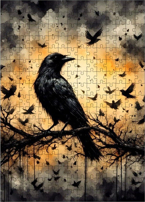 Ahşap Mdf Puzzle Yapboz Daldaki Karga 255 Parça 35 x 50 cm