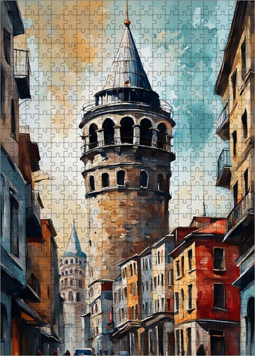 Ahşap Mdf Puzzle Yapboz Galata Kulesi 500 Parça 50 x 70 cm