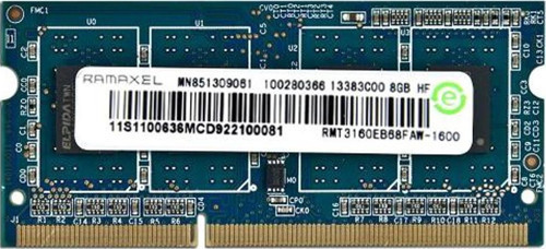 Ramaxel RMT3160EB68FAW-1600 8GB PC3-12800 1600MHz 204pin SODIMM CL11 1.35V Non-ECC DDR3 notebook bellek