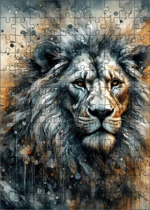Ahşap Mdf Puzzle Yapboz Asil Aslan 120 Parça 25 x 35 cm