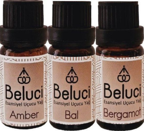 Amber + Bal + Bergamot (Oda Kokusu Aroma Terapi Buhurdanlık/Difüzör Yağı) Set 3 Adet x 10 ml