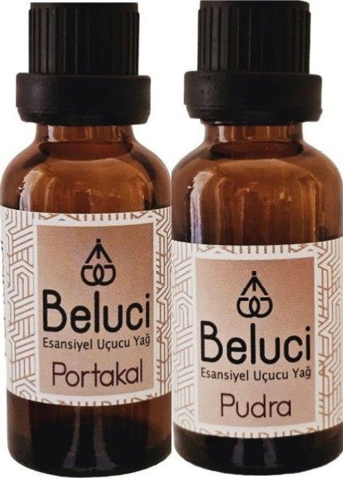 Portakal + Pudra (Oda Kokusu Aroma Terapi Buhurdanlık/Difüzör Yağı) Set 2 Adet x 30 ml
