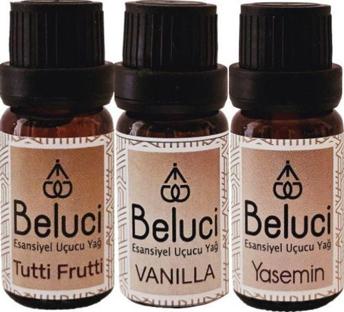Tutti Furutti + Vanilya + Yasemin (Oda Kokusu Aroma Terapi Buhurdanlık/Difüzör Yağı) Set 3 Adet x 10 ml