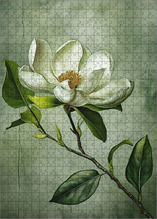 Ahşap Mdf Puzzle Yapboz Beyaz Çiçek 500 Parça 50 x 70 cm