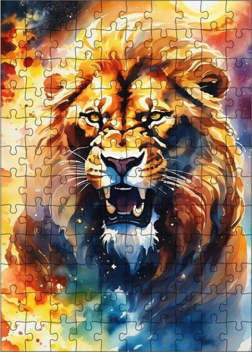 Ahşap Mdf Puzzle Yapboz Soyut Aslan 120 Parça 25 x 35 cm