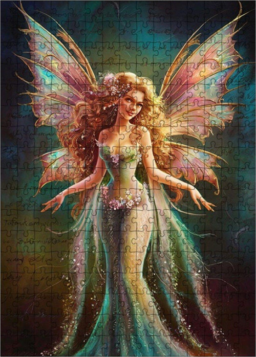 Ahşap Mdf Puzzle Yapboz Renkli Kanatlı Peri Kızı 255 Parça 35 x 50 cm